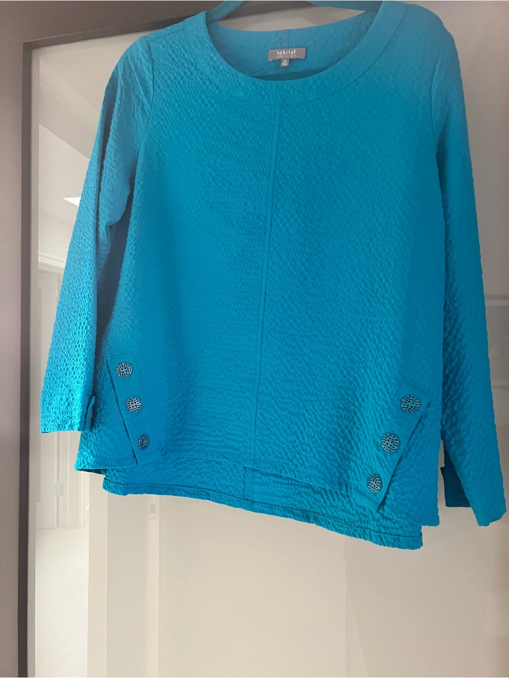 Habitat Teal Textured Long Sleeve Top with Decorative Side Buttons